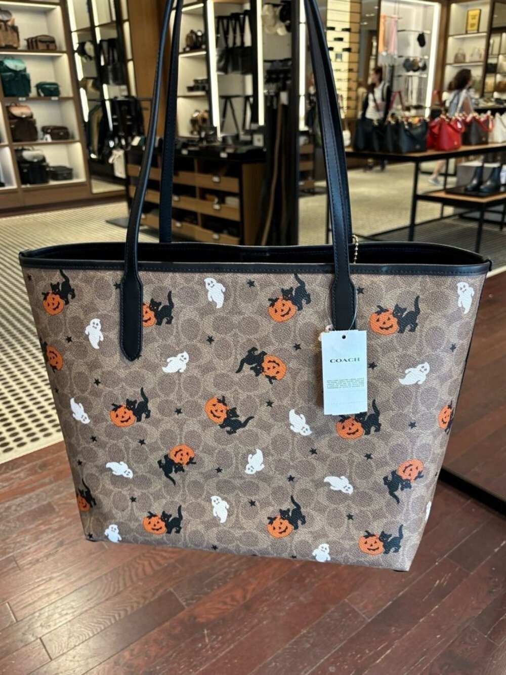 Coach Brown Signature Halloween Tote with Orange and Black Accents - Picture 2 of 3